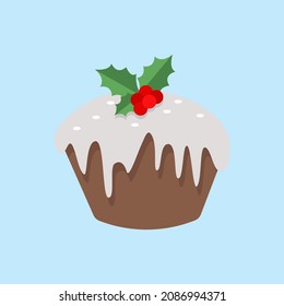 Christmas cupcake with holly berries