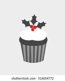 Christmas cupcake icon. Vector illustration