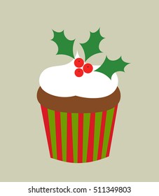 Christmas cupcake illustration