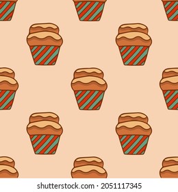 Fondo del patrón del pastel de Navidad. Publicación en medios sociales. Ilustración del vector de Navidad.