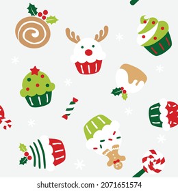 Christmas cupcake - seamless pattern