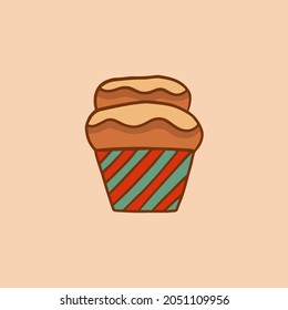 Christmas Cupcake Symbol. Social Media Post. Christmas Vector Illustration.