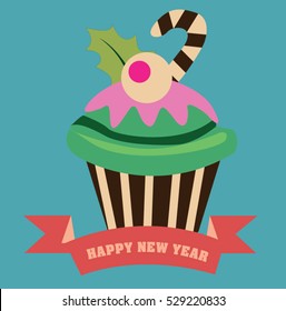 Christmas cupcake vector