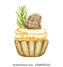 Christmas cupcakes element. watercolor illustration design.