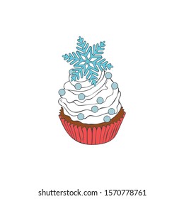 Christmas cupcakes. Holiday baking. Isolated vector object on a white background.