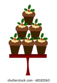 Christmas cupcakes vector