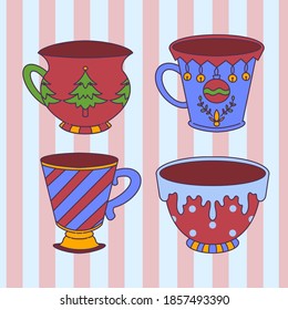 christmas cups set, happy new year