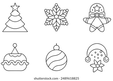 Christmas Curves line art cheerful yuletide design