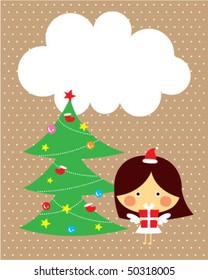 christmas cute angel greeting tag