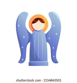 Christmas cute angel isolated on a white background. Vector Illustration in cartoon style.