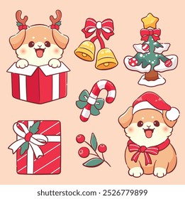 Christmas cute animal kawaii sticker elements