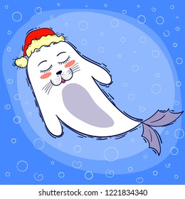 Christmas cute baby seal