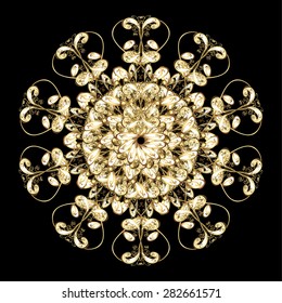Christmas cute background with snowflakes abstract background. Vector illustration. Colors. Golden snowflakes. Holiday design for Christmas and New Year fashion prints.