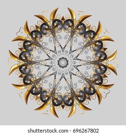 Christmas cute background with snowflakes abstract background. Beige, brown and gray snowflakes. Beige, brown and gray colors. Vector sketch. Holiday design for Christmas and New Year fashion prints.
