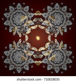 Christmas cute background with snowflakes abstract background. Holiday design for Christmas and New Year fashion prints. Red snowflakes. Red background. Vector illustration.