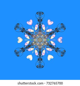 Christmas cute background with snowflakes abstract background. Blue, gray and white snowflakes. Holiday design for Christmas and New Year fashion prints. Vector design. Blue, gray and white colors.
