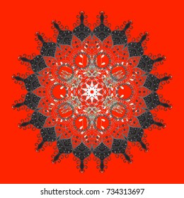 Christmas cute background with snowflakes abstract background. Red, gray and neutral snowflakes. Vector design. Red, gray and neutral colors. Holiday design for Christmas and New Year fashion prints.