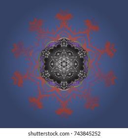 Christmas cute background with snowflakes abstract background. Vector illustration. Blue, gray and pink snowflakes. Holiday design for Christmas and New Year fashion prints. Blue, gray and pink colors