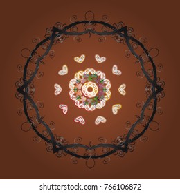 Christmas cute background with snowflakes abstract background. Brown, gray and white colors. Brown, gray and white snowflakes. Vector sketch. Holiday design for Christmas and New Year fashion prints.