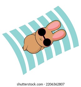 Christmas Cute bunny .Christmas Cute cartoon animal character design.Christmas Rabbit,swiming ring,shell doodle style.Christmas Enjoy holiday.Vector.Illustration.