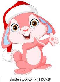 Christmas cute bunny with Santa's hat