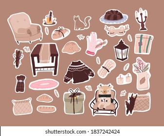 Christmas cute cartoon elements decor set sticker design