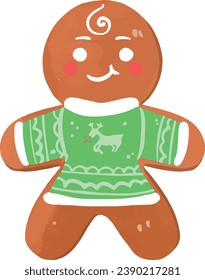 Caricatura de Navidad Cute jengibre en ilustración vectorial con fondo blanco