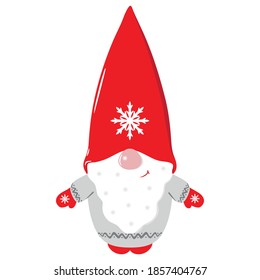 Gnome De Caricaturas De Navidad. Ilustración vectorial, aislada en un fondo blanco.