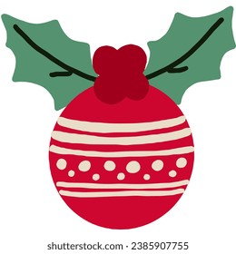 Christmas cute cartoon Hand drawn colored of simple decorative elements.