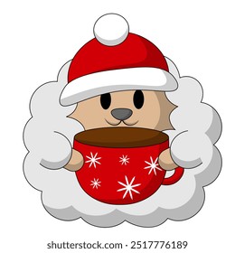 Christmas cute cartoon Sheep with cup in color