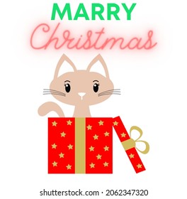 Christmas with cute cat illustration vector with transparent baxkground for mock up mug, cards, t shirt, poster