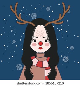 Christmas Cute Character. Merry Christmas Vector Avatar.