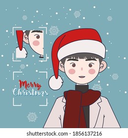 Christmas Cute Character. Merry Christmas Vector Avatar.