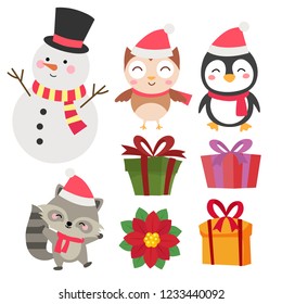 christmas cute characters collection set