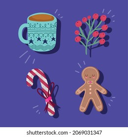 christmas cute cookie and candy icons