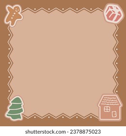 christmas cute cookies frame vector illustration