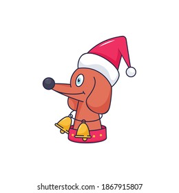Christmas cute dog flat vector illustration