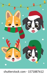 Christmas with Cute Dog Vector