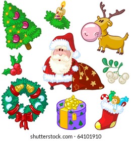 Christmas cute elements in a hand-drawn style.
