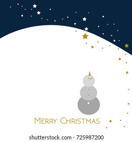 Christmas Cute, funny, baby Snowman watching to night sky with stars.