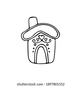 Christmas cute gingerbread house.
Vector illustration isolated on white.