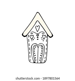 Christmas cute gingerbread house.
Vector illustration isolated on white.
