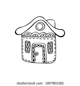 Christmas cute gingerbread house.
Vector illustration isolated on white.
