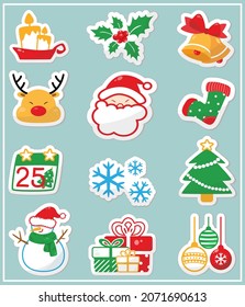 Christmas  cute icon.Flat icon.Vector illustration sticker style.