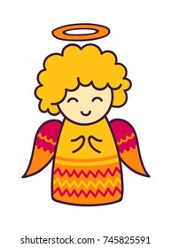 Christmas cute little angel. Vector illustration.