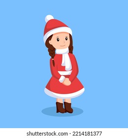 Christmas Cute Little Girl Character Design Illustration