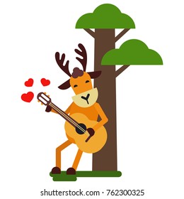 Christmas cute reindeer character vector New Year illustration of deer animal for sleigh