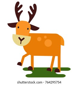 Christmas cute reindeer haracter vector New Year illustration of deer animal for sleigh