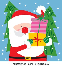 Christmas Cute Santa bring gifts