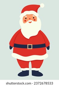 Christmas cute Santa Claus, full body, vector flat illustration